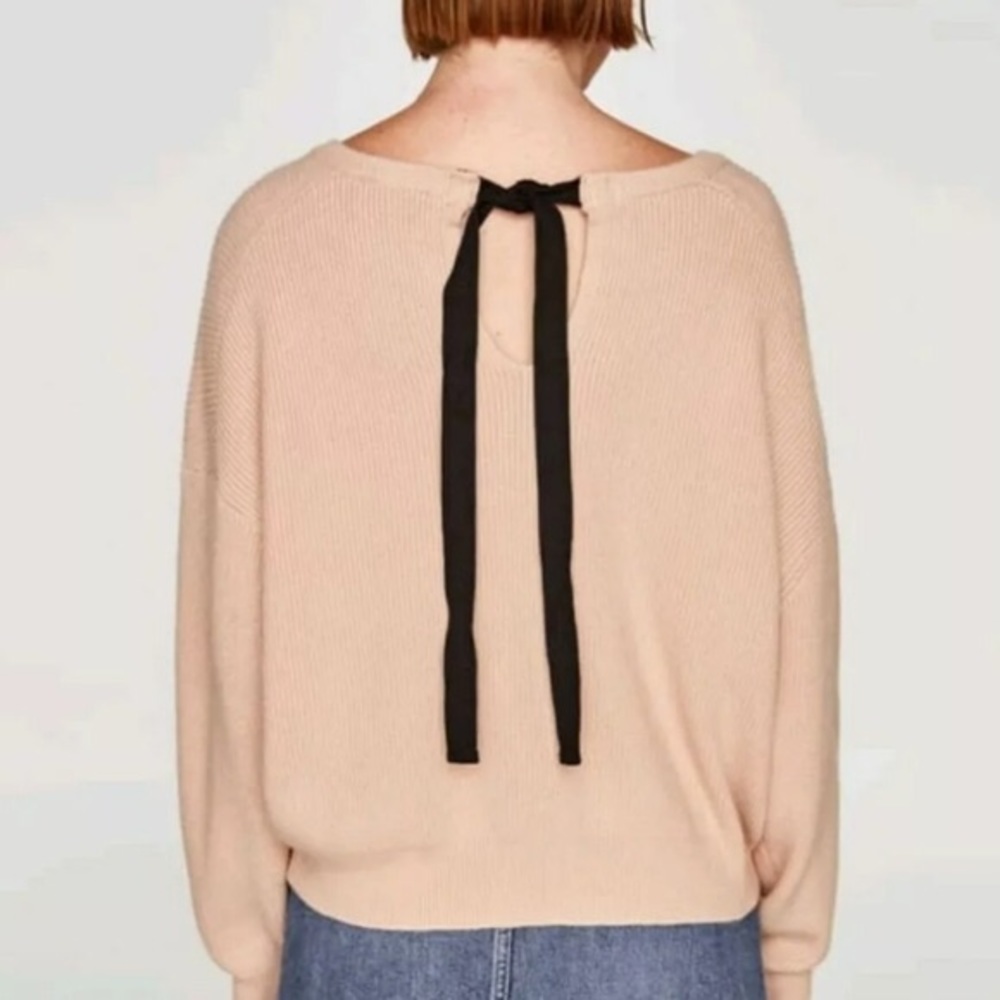 Zara Knit Sweater Ribbon Bow Back